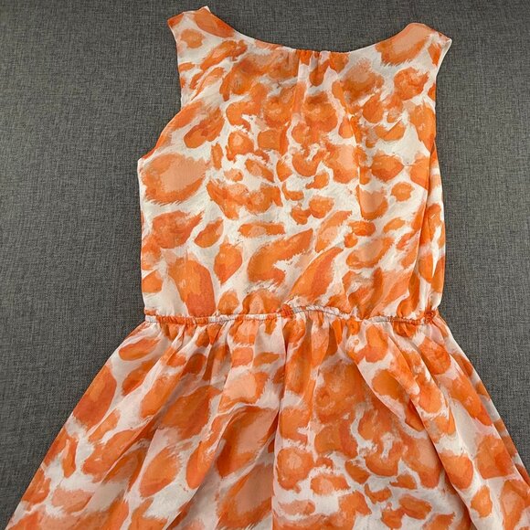 ELLE Sundress Medium Orange & White Lined Sleeveless Scoop Neck Belt Tie include - Picture 11 of 13